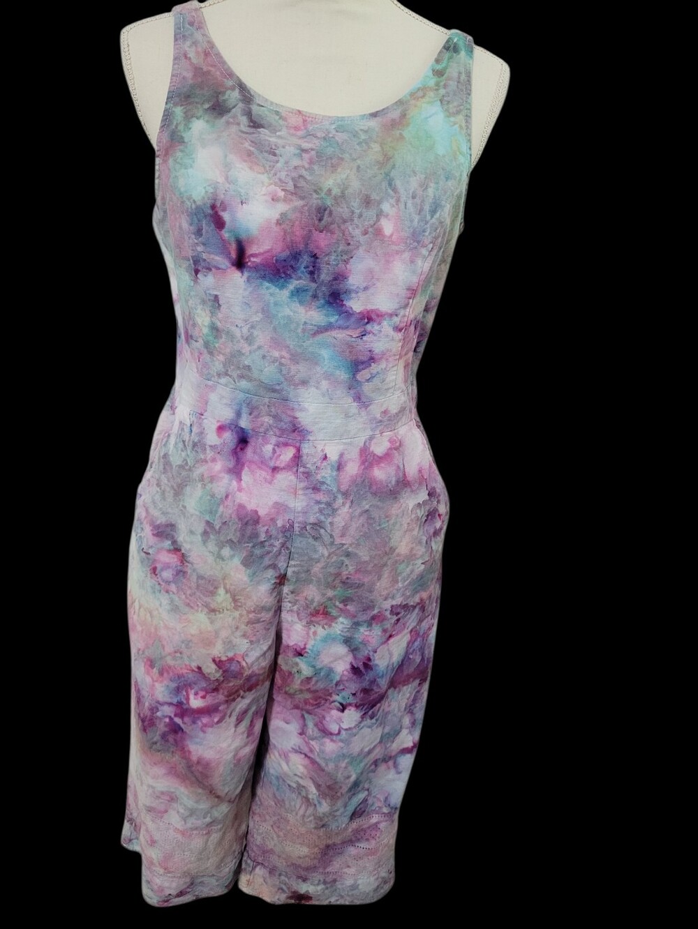 Unique Sleeveless Jumpsuit Hand Dyed Psychedelic  Fairy Cottagecore Whimsy Large